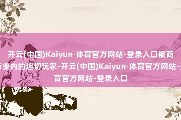 开云(中国)Kaiyun·体育官方网站-登录入口被商场视为行业内的迫切玩家-开云(中国)Kaiyun·体育官方网站-登录入口