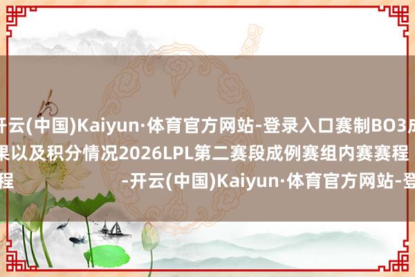 开云(中国)Kaiyun·体育官方网站-登录入口赛制BO3成例赛组内赛本日赛果以及积分情况2026LPL第二赛段成例赛组内赛赛程                      -开云(中国)Kaiyun·体育官方网站-登录入口